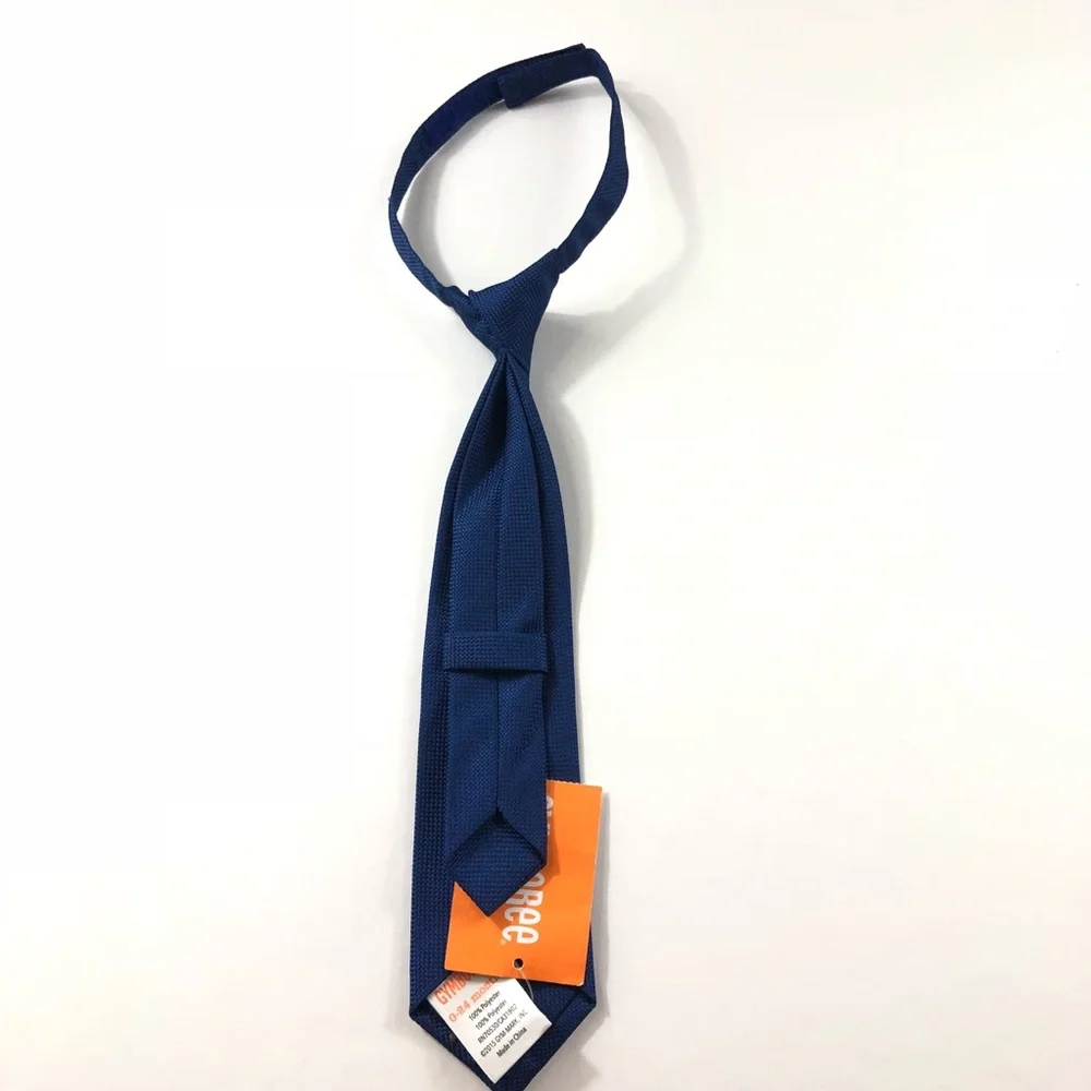 Toddler Boys Navy Blue Textured Fabric Solid Neck Tie Gymboree Adjustable Strap